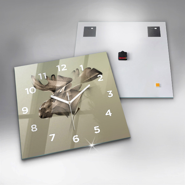 Square glass wall clock Graphic moose
