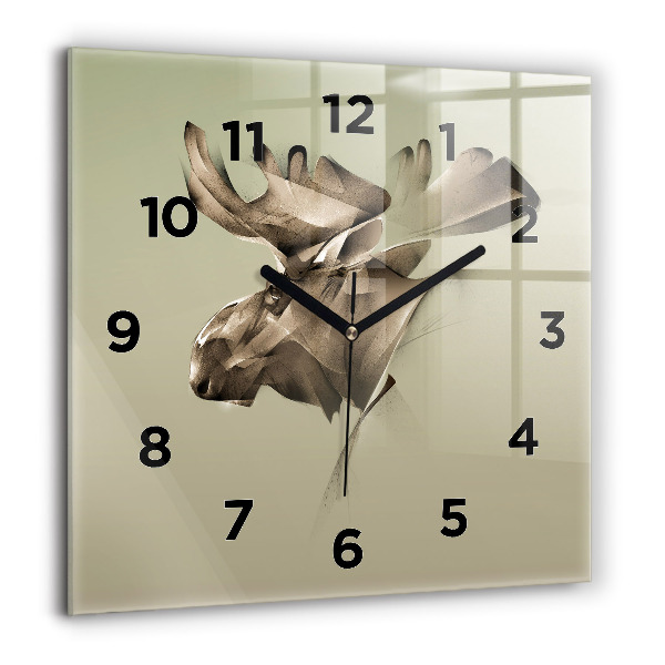Square glass wall clock Graphic moose