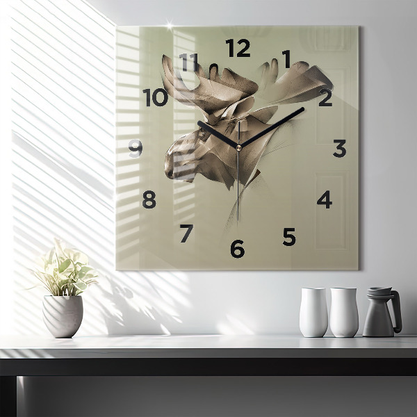 Square glass wall clock Graphic moose