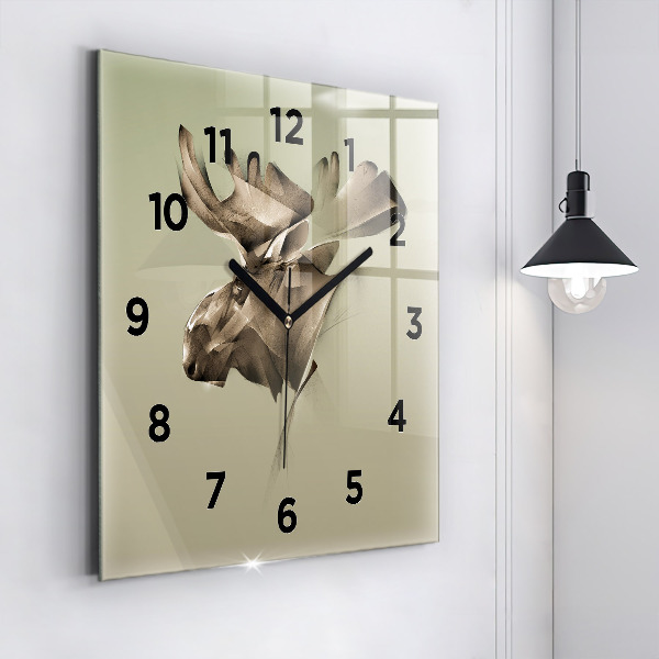 Square glass wall clock Graphic moose
