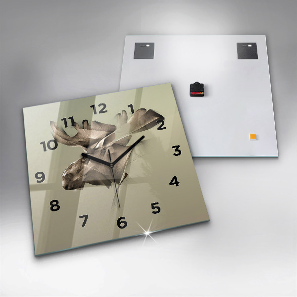 Square glass wall clock Graphic moose