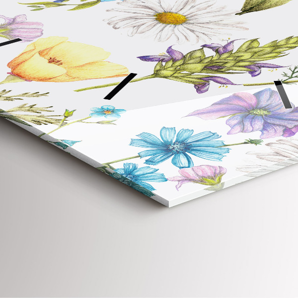 Square glass wall clock Flower Composition