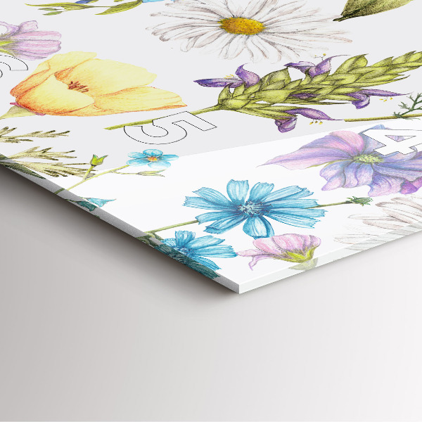 Square glass wall clock Flower Composition