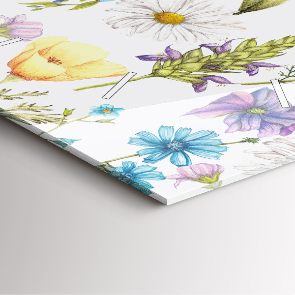 Square glass wall clock Flower Composition