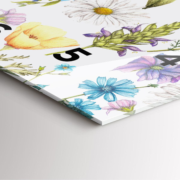 Square glass wall clock Flower Composition