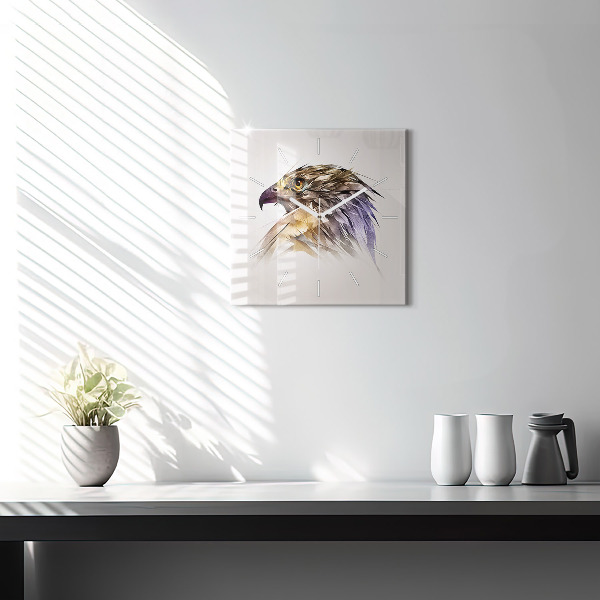 Square glass wall clock Bird of Predation