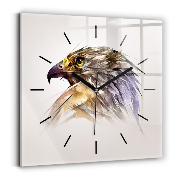 Square glass wall clock Bird of Predation