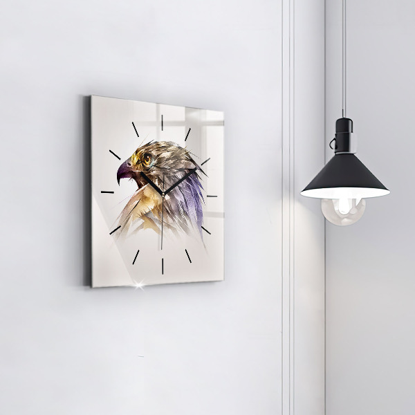 Square glass wall clock Bird of Predation