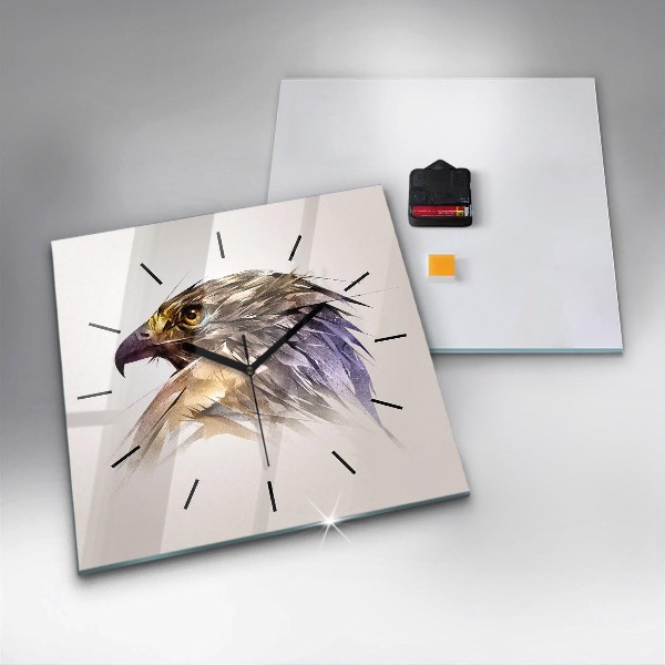 Square glass wall clock Bird of Predation