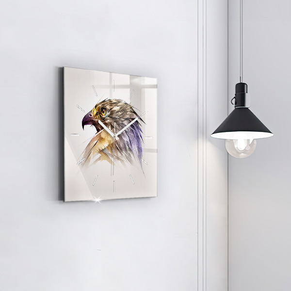 Square glass wall clock Bird of Predation