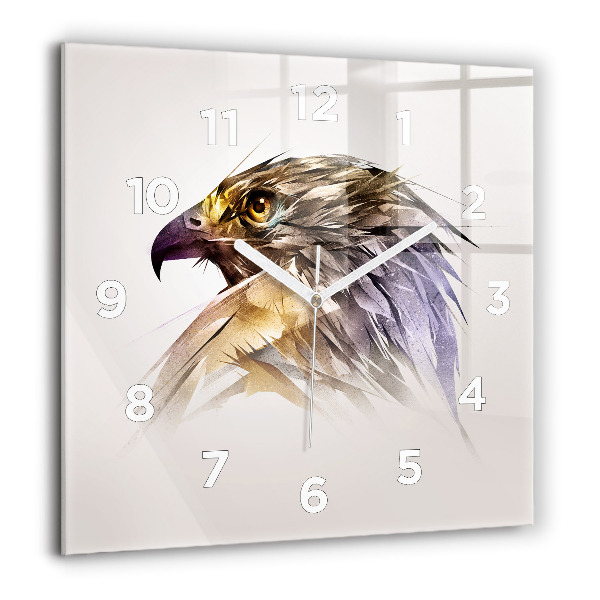 Square glass wall clock Bird of Predation