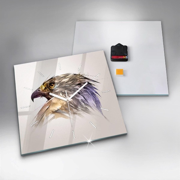 Square glass wall clock Bird of Predation