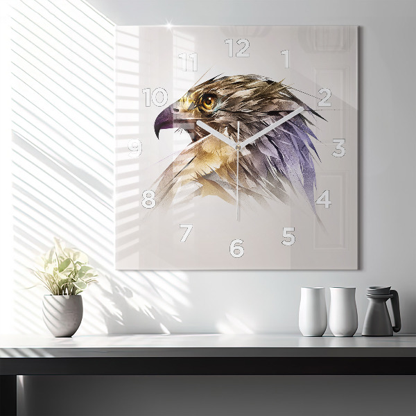 Square glass wall clock Bird of Predation