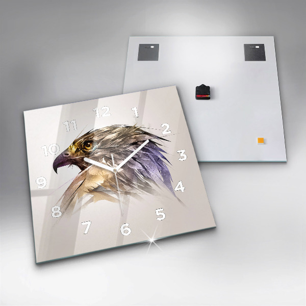 Square glass wall clock Bird of Predation