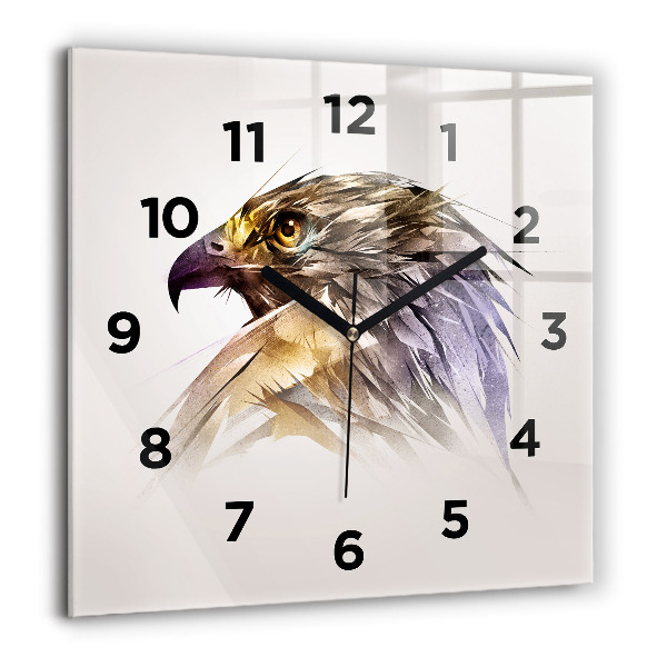 Square glass wall clock Bird of Predation
