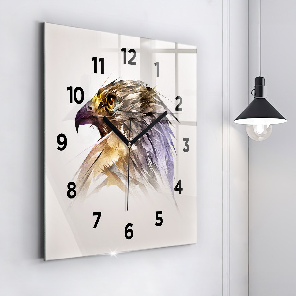 Square glass wall clock Bird of Predation