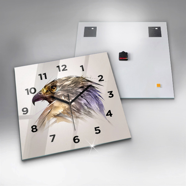 Square glass wall clock Bird of Predation