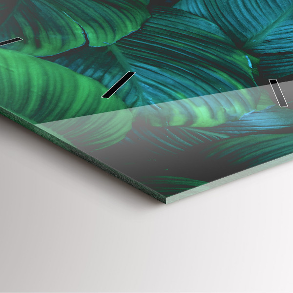 Square glass wall clock Nature leaves