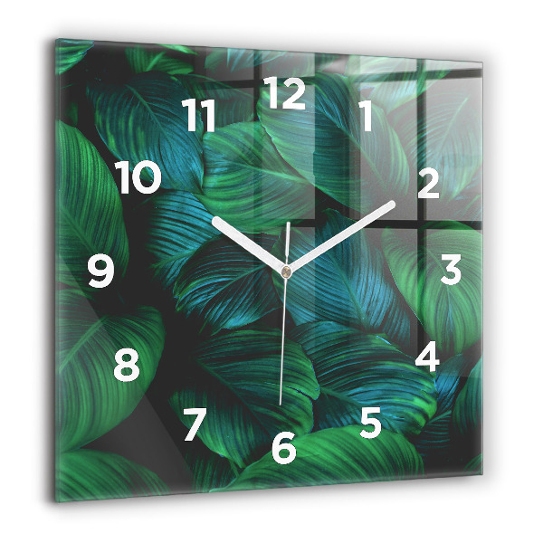 Square glass wall clock Nature leaves