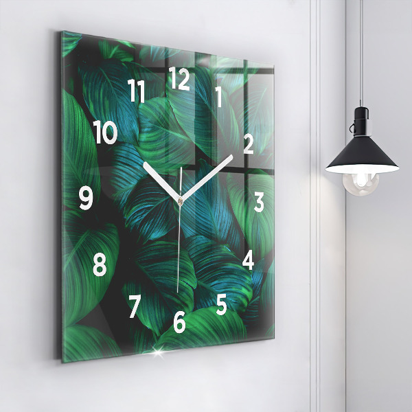 Square glass wall clock Nature leaves