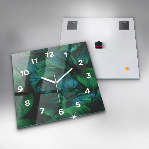 Square glass wall clock Nature leaves
