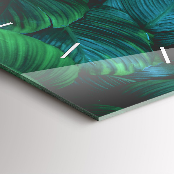 Square glass wall clock Nature leaves