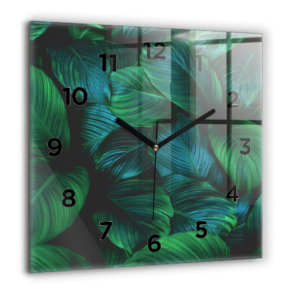 Square glass wall clock Nature leaves