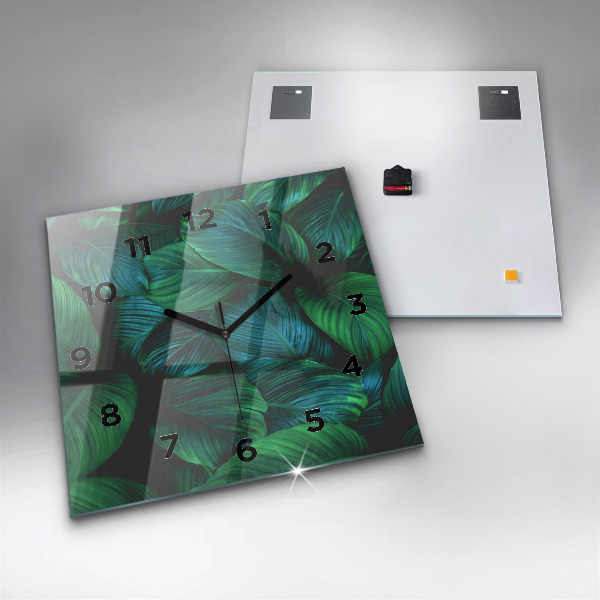 Square glass wall clock Nature leaves