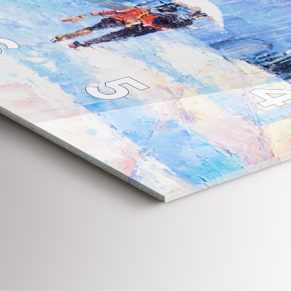 Square glass wall clock Oil art