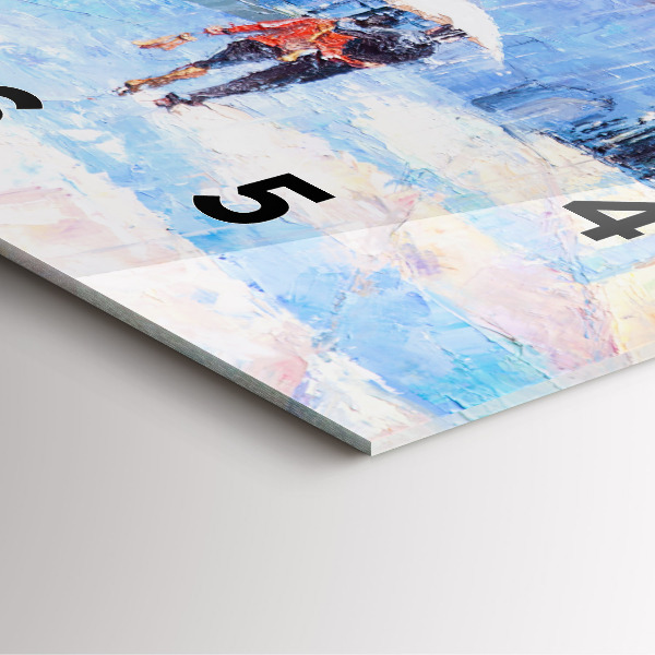 Square glass wall clock Oil art