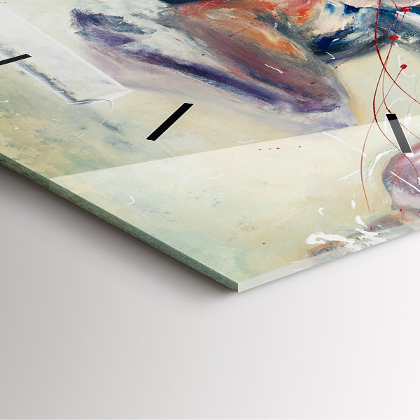 Square glass wall clock Illustration of galloping horses