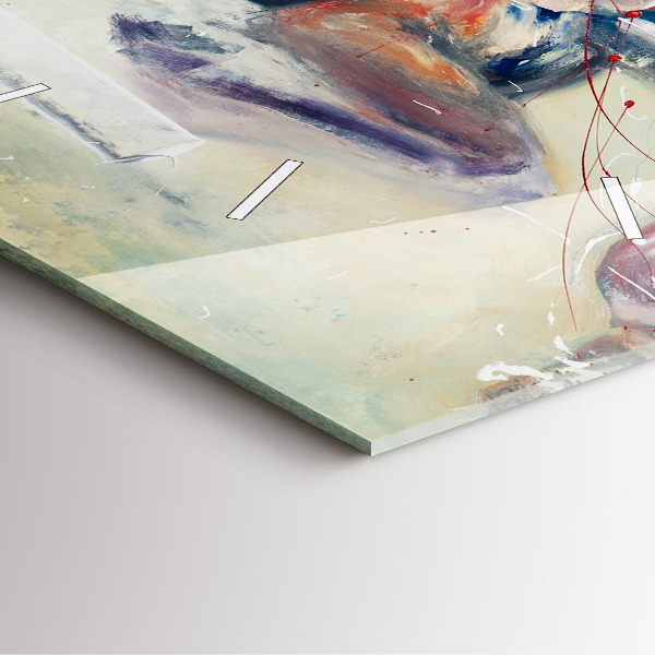 Square glass wall clock Illustration of galloping horses