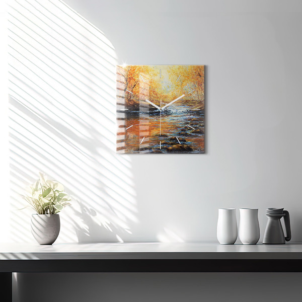 Square glass wall clock Artistic art