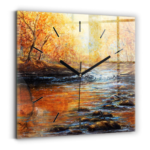 Square glass wall clock Artistic art