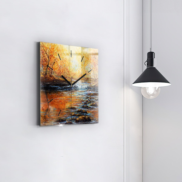 Square glass wall clock Artistic art