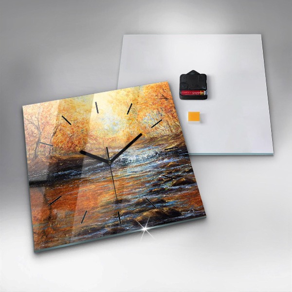 Square glass wall clock Artistic art