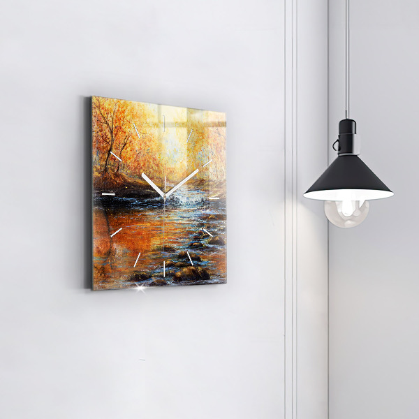 Square glass wall clock Artistic art