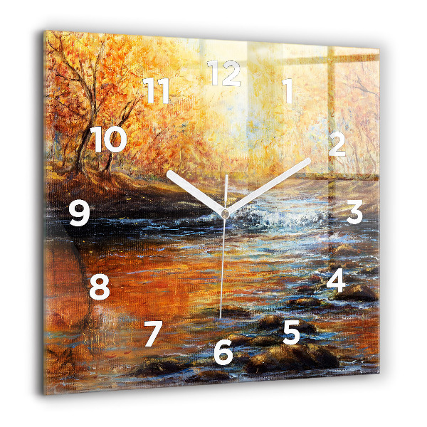 Square glass wall clock Artistic art