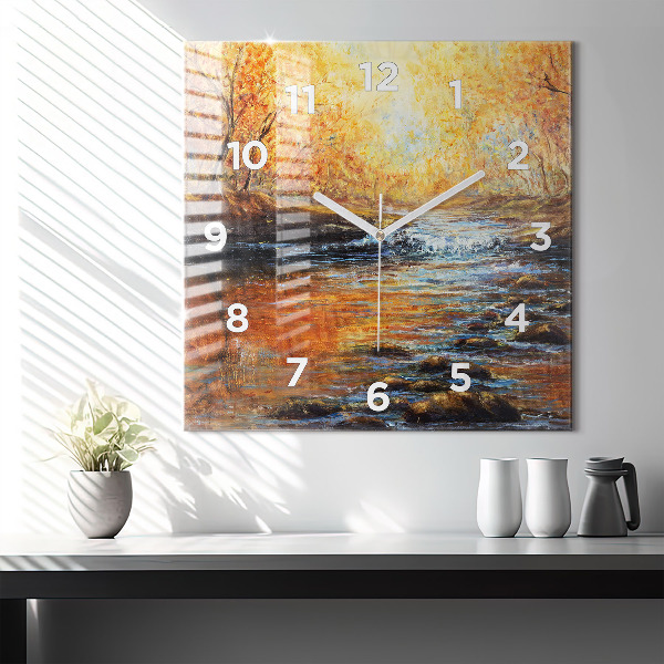 Square glass wall clock Artistic art