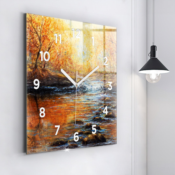Square glass wall clock Artistic art