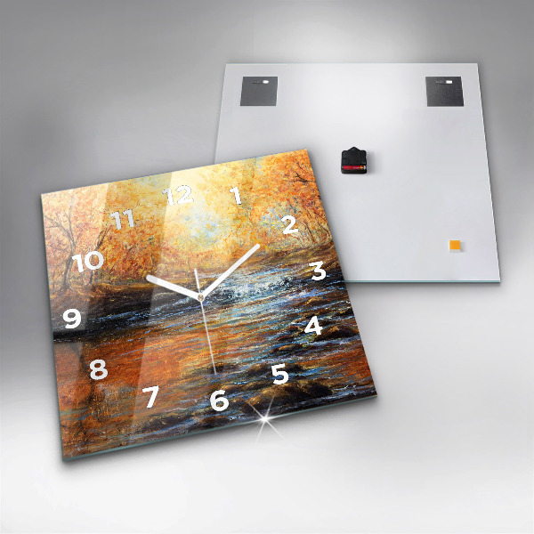 Square glass wall clock Artistic art