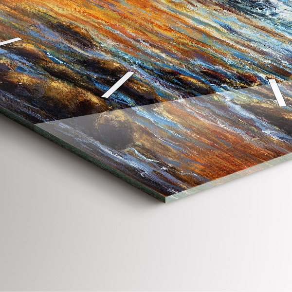 Square glass wall clock Artistic art