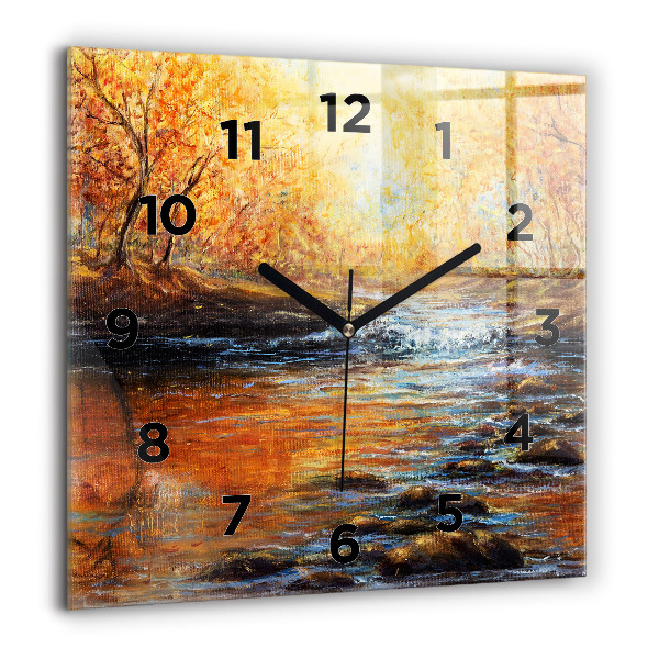 Square glass wall clock Artistic art