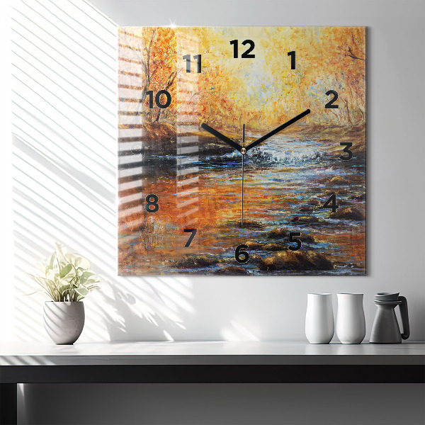 Square glass wall clock Artistic art