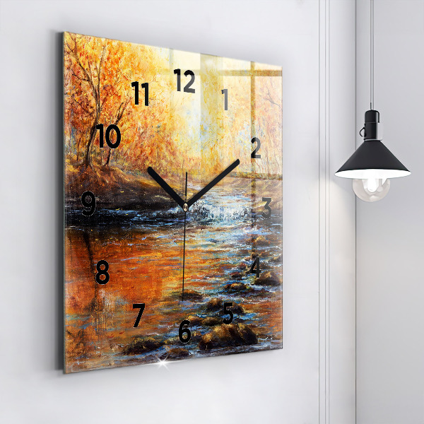 Square glass wall clock Artistic art