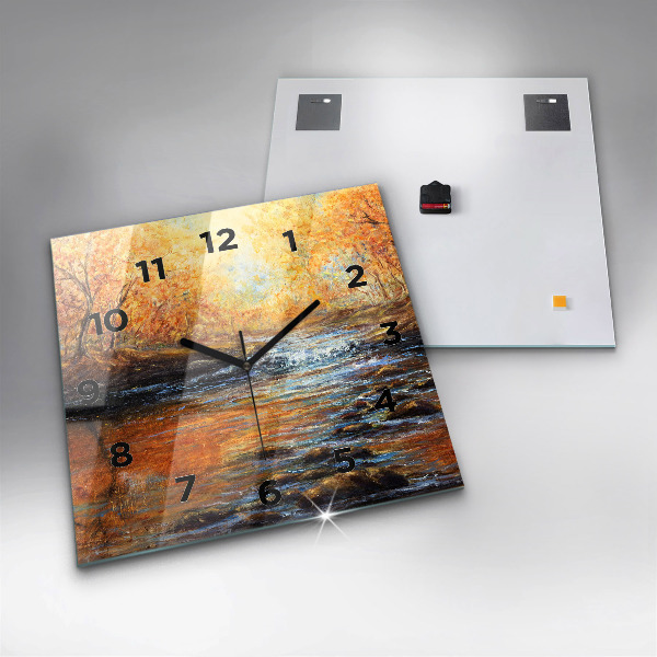 Square glass wall clock Artistic art