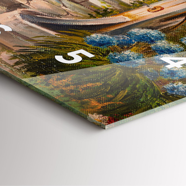 Square glass wall clock Oil composition in the forest