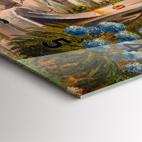 Square glass wall clock Oil composition in the forest