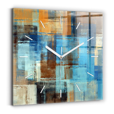 Square glass wall clock Colorful background - abstract