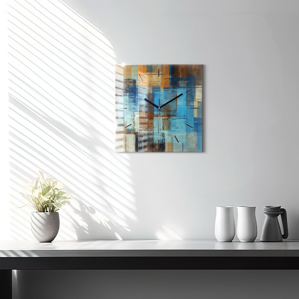 Square glass wall clock Colorful background - abstract